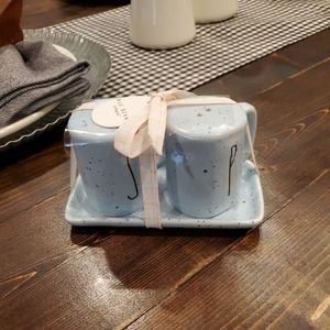 Rae dunn blue speckled salt and pepper shakers